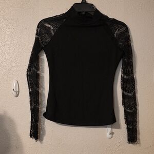 SHEIN Black Lace Sleeve Blouse